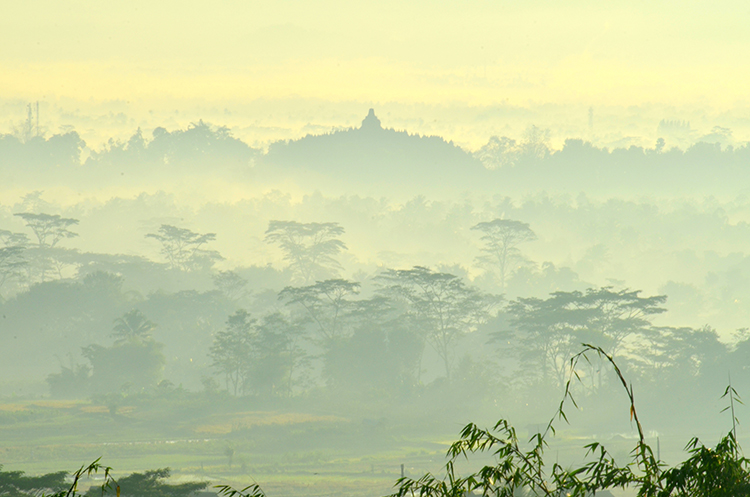 Borobudur and its surroundings as seen from local settlement - Credit: Dedi Supriadi Adhuri
